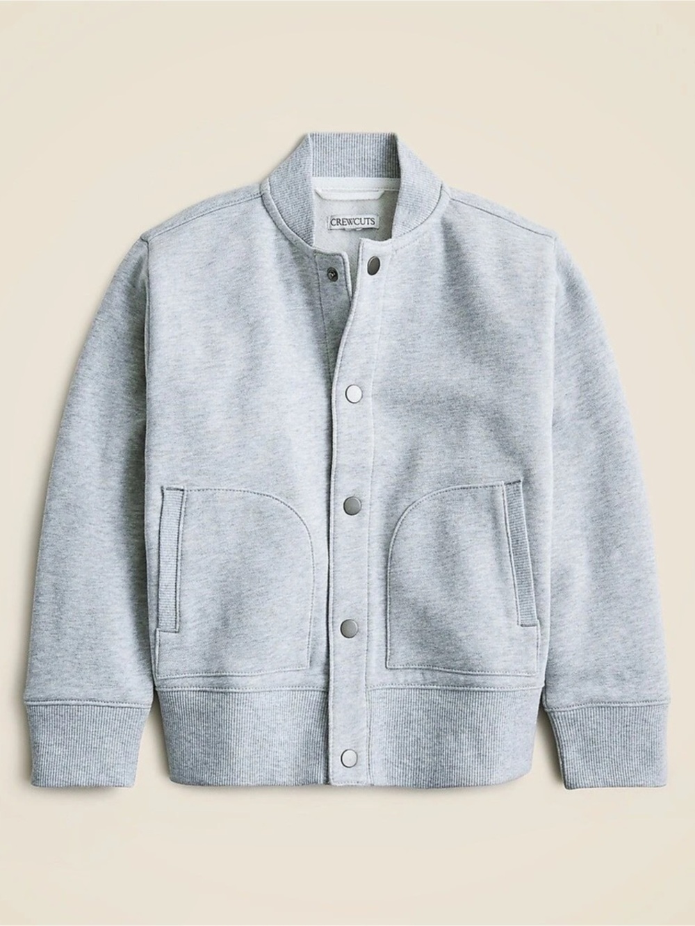 CREWCUTS Kids 3-Piece Set: Grey Fleece Bomber Jacket, Sage Green Joggers & G